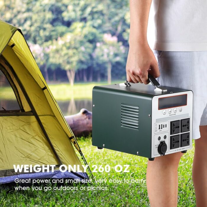 Tragbare Powerstation 1000W/666Wh, Mashine Tragbare Wiederaufladbare Generator Backup Batteriepack für Camping, Wohnmobile, Drohnen, Erste Hilfe und Außenbeleuchtung, mit 4 AC Anschlüssen