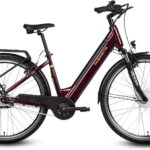 SAXONETTE E Bike mit Rücktrittbremse und nabenschaltung, Ebike Damen 28 Zoll mit 36V 13Ah BMS Akku, 7 Gang Elektro Fahrrad Erwachsene mit Federgabel, Pedelec mit Gepäckträger für Damen und Herren