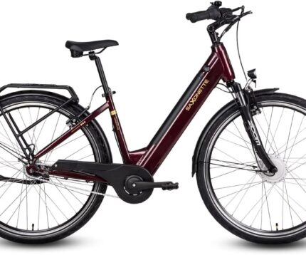 SAXONETTE E Bike mit Rücktrittbremse und nabenschaltung, Ebike Damen 28 Zoll mit 36V 13Ah BMS Akku, 7 Gang Elektro Fahrrad Erwachsene mit Federgabel, Pedelec mit Gepäckträger für Damen und Herren