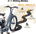 HITWAY E Bike 27,5 Zoll E-CityBike mit 36V13Ah Akku Pedelec für Damen 50-100km Reichweite 250W Motor StVZO-Zulassung E-Bike Tiefeinstieg