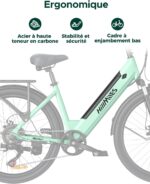 HillMiles MileCity1 26" E-Bike für Erwachsene, 7 Gang Elektrofahrrad mit Austauschbarem 36V 13Ah Akku, 25 km/h und 80–100km Reichweite E-Bike für Städtische Pendler, IP65 Wasserdicht