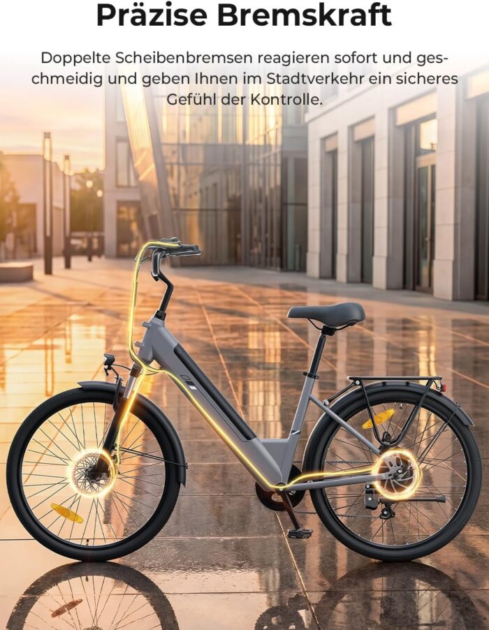Touroll J1 ST 27,5" E Bike, Elektrofahrrad Trekkingrad E-Bike Herren Damen mit 561.6Wh Akku,100km Reichweite, 250W Motor, E-Fahrrad mit 7-Gang-Getriebe, Pedelec Citybike EBike für Erwachsene