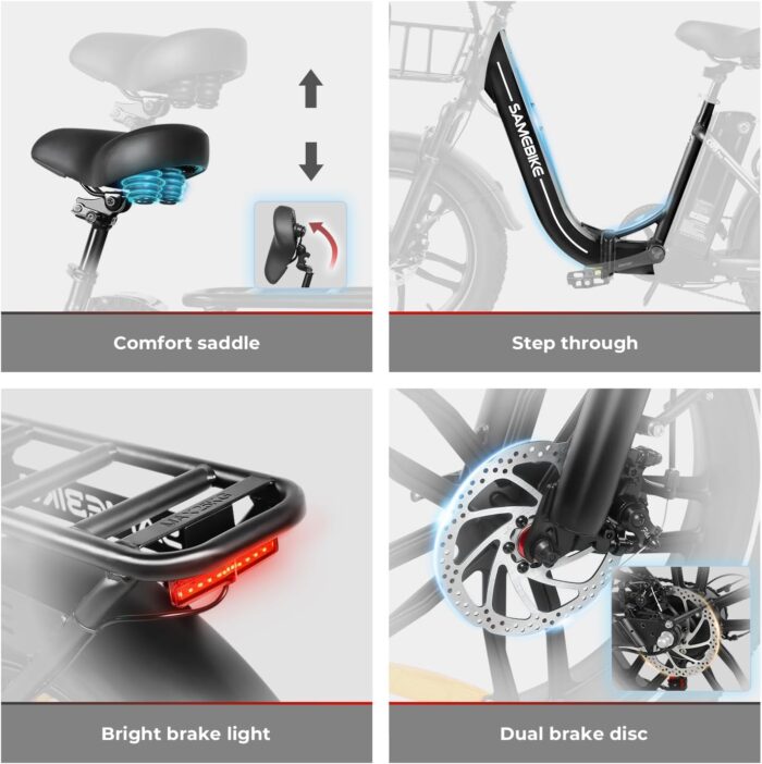 SAMEBIKE E-Bike Klapprad Elektrofahrrad mit 20 Zoll Fat Tire, 13Ah Lithium-Akku für Lange Reichweite bis 120KM, 7-Gang-All-Terrain Ebike Herren für MTB, Strand & Schnee