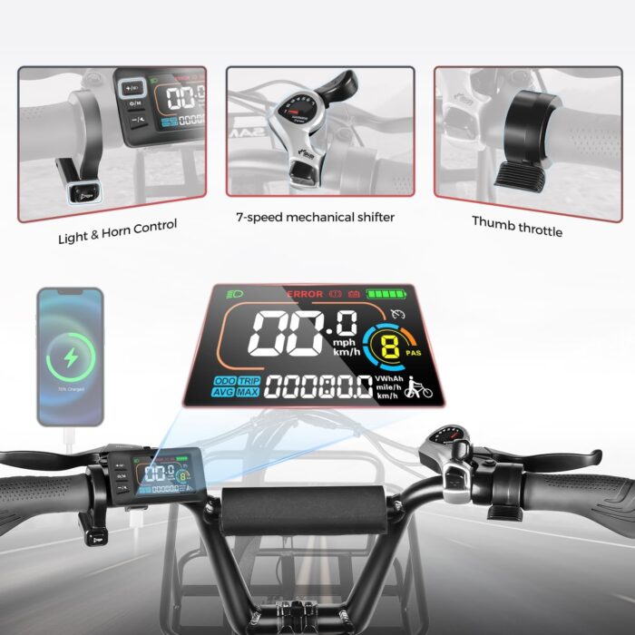 SAMEBIKE E-Bike Klapprad Elektrofahrrad mit 20 Zoll Fat Tire, 13Ah Lithium-Akku für Lange Reichweite bis 120KM, 7-Gang-All-Terrain Ebike Herren für MTB, Strand & Schnee