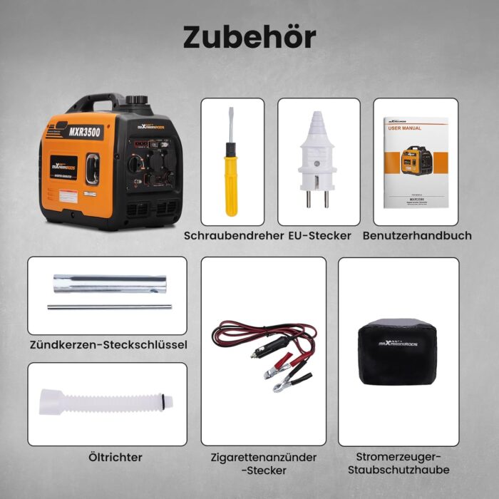 maXpeedingrods Inverter Stromerzeuger 3300W Stromgenerator Benzin Superleise 4 Takt mit USB und 230V Steckdosen Leicht als Notstromaggregat Backup Stromausfälle für Camping Wohnwagen Garage Baustelle