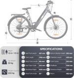 26M208 Elektrofahrrad Damen Herren,26Zoll Elektrofahrrad Trekkingrad e-City Fahrrad mit 36V 12,5Ah Li-Ion Akku, Reichweite bis zu 100KM im Hybridmodus, 250W Motor, EU-konform, mit App