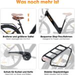 HILAND 26 Zoll Elektrisches Citybike, 250W Motor, 36V 7,8Ah Akku, Elektro Pendlerfahrräder, Scheibenbremsen vorne und hinten, E-Bike für Damen und Herren, Schwarz/Weiß/Rosa