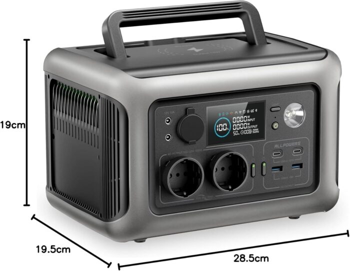 ALLPOWERS R600 Tragbare Powerstation, 299Wh LiFePO4 Batterie mit 2x 600W (1200W Spitze) AC Ausgang Solargenerator, 0-100% Schnellladung in 1 Stunde für Garten Party Reise Camping Wohnmobil Notfall