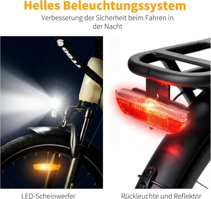 ttgo 28 Zoll E Bike für Erwachsene, Elektrofahrräder mit 36V 18Ah Akku 250W Motor 25 km/h 80-120 km Reichweite, 7-Gang Getriebe mit LCD-Display City E Bike für Herren Damen, C3 SE