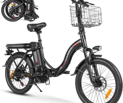 SAEMBIKE Elektrofahrrad Für Erwachsene, 250W Klappbares Elektrofahrrad Mit 36V 13AH Abnehmbarem Akku, Geschwindigkeit 25KM/H und Reichweite 110KM, 20„* 2.35“ Fetter Reifen E-Bikes Für Stadtpendler