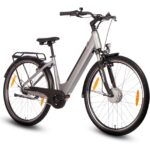 SAXONETTE E Bike mit Rücktrittbremse und nabenschaltung, Ebike Damen 28 Zoll mit 36V 13Ah BMS Akku, 7 Gang Elektro Fahrrad Erwachsene mit Federgabel, Pedelec mit Gepäckträger für Damen und Herren