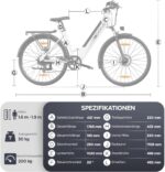 26" E-Bike, 26M208 Elektrofahrrad mit 36V 12Ah Akku, 7 Gang E Bike Herren Damen, 250W Motor, Reichweite 100km bis 25 km/h, Elektrofahrräde mit APP