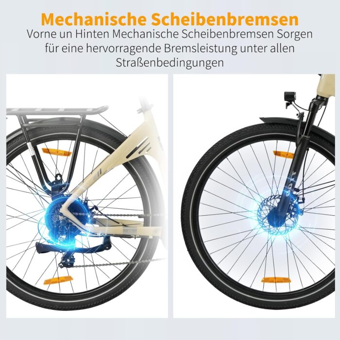 ttgo 28 Zoll E Bike für Erwachsene, Elektrofahrräder mit 36V 18Ah Akku 250W Motor 25 km/h 80-120 km Reichweite, 7-Gang Getriebe mit LCD-Display City E Bike für Herren Damen, C3 SE