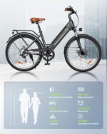 Finbike E Bike für Erwachsene 250W, 26 Zoll CityBike, Elektrofahrrad mit 55 Miles PAS Reichweite, 25 km/h Electric Bike für Herren und Damen,7 Gang Schaltung, Stoßdämpfung