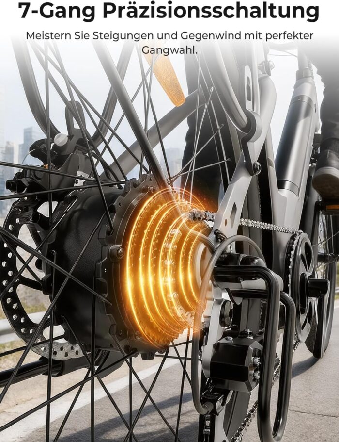 Touroll J1 ST 27,5" E Bike, Elektrofahrrad Trekkingrad E-Bike Herren Damen mit 561.6Wh Akku,100km Reichweite, 250W Motor, E-Fahrrad mit 7-Gang-Getriebe, Pedelec Citybike EBike für Erwachsene