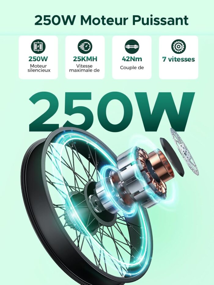 HillMiles MileCity1 26" E-Bike für Erwachsene, 7 Gang Elektrofahrrad mit Austauschbarem 36V 13Ah Akku, 25 km/h und 80–100km Reichweite E-Bike für Städtische Pendler, IP65 Wasserdicht