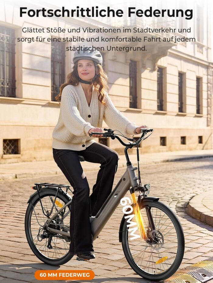 Touroll J1 ST 27,5" E Bike, Elektrofahrrad Trekkingrad E-Bike Herren Damen mit 561.6Wh Akku,100km Reichweite, 250W Motor, E-Fahrrad mit 7-Gang-Getriebe, Pedelec Citybike EBike für Erwachsene