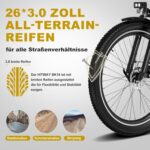 HITWAY E Bike 26X3.0 City Elektrofahrrad Pedelec, 250W City Cruiser E-Bike, 48V 18Ah austauschbarer Akku, max. Reichweite 55–80 km, 7 Gänge, Pendler-Elektrofahrrad für Erwachsene