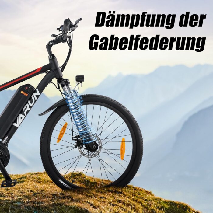 VARUN E Bike, 26/24 Zoll E-Mountainbike Herren Damen mit 48/36V Batterie, 21/1 Gang, Aluminium Rahmen, Reichweite 40-80KM, Ebike für Erwachsene und Jugendliche