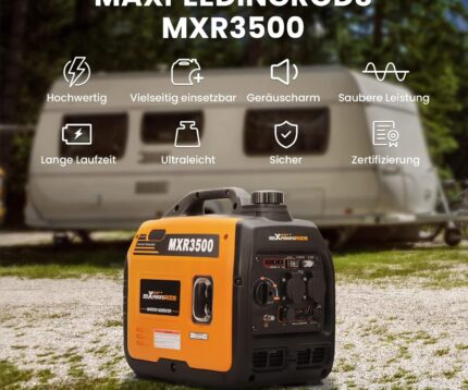 maXpeedingrods Inverter Stromerzeuger 3300W Stromgenerator Benzin Superleise 4 Takt mit USB und 230V Steckdosen Leicht als Notstromaggregat Backup Stromausfälle für Camping Wohnwagen Garage Baustelle