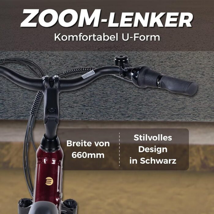 SAXONETTE E Bike mit Rücktrittbremse und nabenschaltung, Ebike Damen 28 Zoll mit 36V 13Ah BMS Akku, 7 Gang Elektro Fahrrad Erwachsene mit Federgabel, Pedelec mit Gepäckträger für Damen und Herren