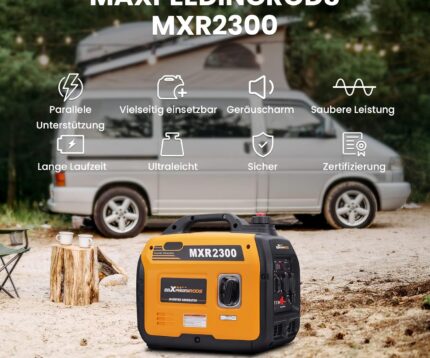 maXpeedingrods 2300W Inverter Stromerzeuger Superleise Tragbarer für Outdoor Camping Wohnmobil 4 Takt Leicht Notstromaggregat Benzin für Reise Garage, Wohnwagen mit USB und 230 V Steckdosen