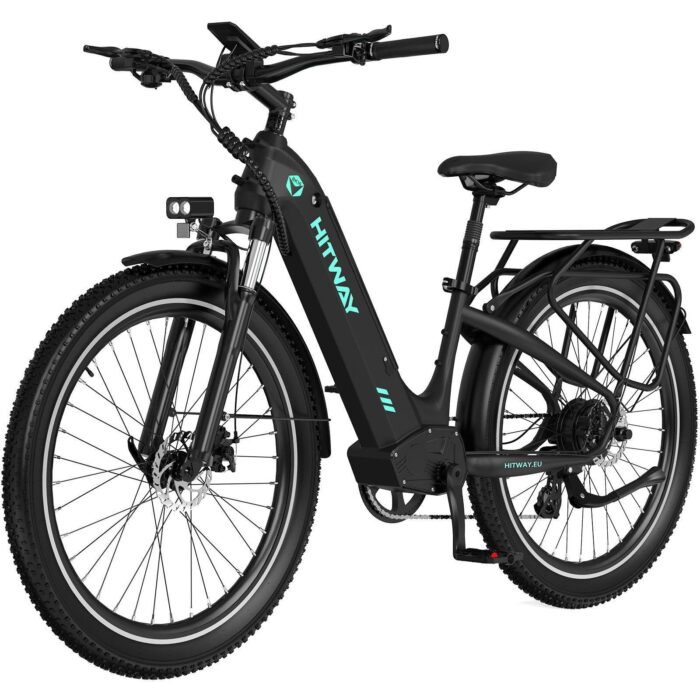 HITWAY E Bike 26X3.0 City Elektrofahrrad Pedelec, 250W City Cruiser E-Bike, 48V 18Ah austauschbarer Akku, max. Reichweite 55–80 km, 7 Gänge, Pendler-Elektrofahrrad für Erwachsene