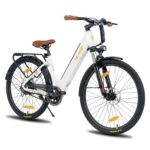 HILAND 26 Zoll Elektrisches Citybike, 250W Motor, 36V 7,8Ah Akku, Elektro Pendlerfahrräder, Scheibenbremsen vorne und hinten, E-Bike für Damen und Herren, Schwarz/Weiß/Rosa
