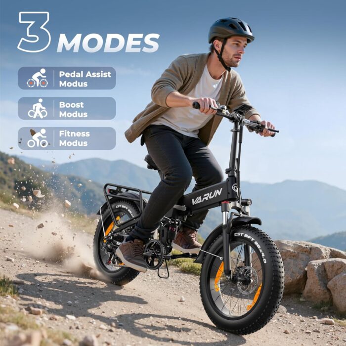 VARUN E Bike Klapprad 20 Zoll, Ebike Herren Damen mit 48V 13Ah Akku, 120KM Reichweite, 4.0 Fat Tire, LCD-Display mit 5 PAS, E-fatbike mit 7-Gang, StVZO, All-Terrain Pedelec Elektrofahrrad