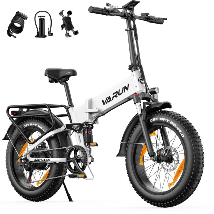 VARUN E Bike Klapprad 20 Zoll, Ebike Herren Damen mit 48V 13Ah Akku, 120KM Reichweite, 4.0 Fat Tire, LCD-Display mit 5 PAS, E-fatbike mit 7-Gang, StVZO, All-Terrain Pedelec Elektrofahrrad
