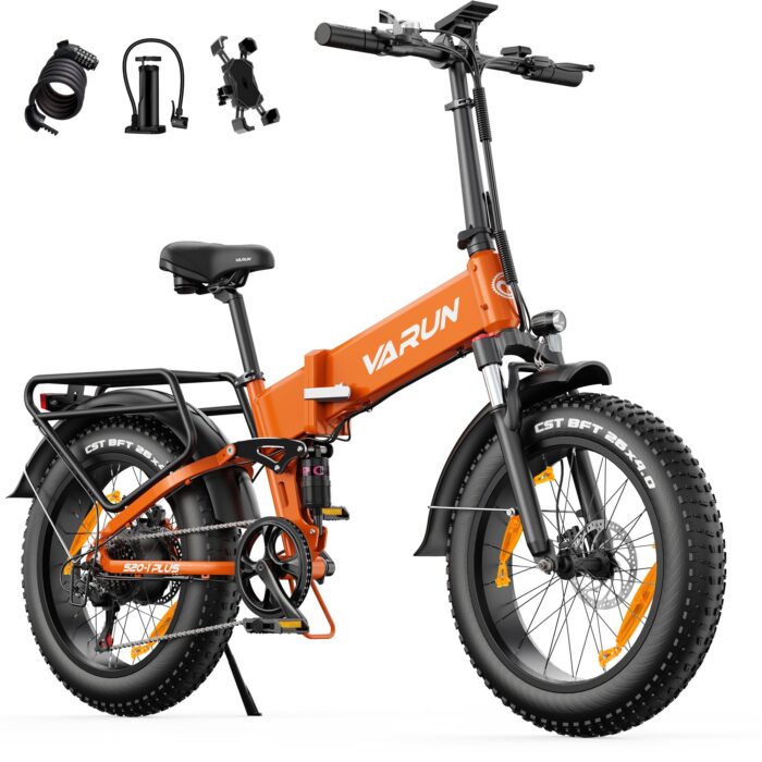 VARUN E Bike Klapprad 20 Zoll, Ebike Herren Damen mit 48V 13Ah Akku, 120KM Reichweite, 4.0 Fat Tire, LCD-Display mit 5 PAS, E-fatbike mit 7-Gang, StVZO, All-Terrain Pedelec Elektrofahrrad