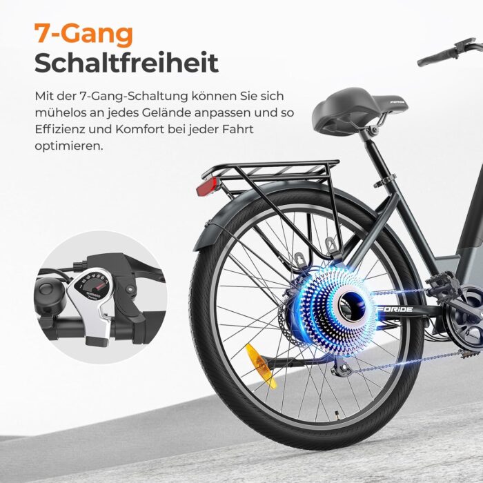 27,5" E-Bike für Erwachsene | 250W Motor, 7-Gang Schaltung | Wechselbarer 36V 13Ah Akku, Bis zu 100km Reichweite | 25 km/h Pedelec für Damen & Herren | Ideal für Stadt & Pendler