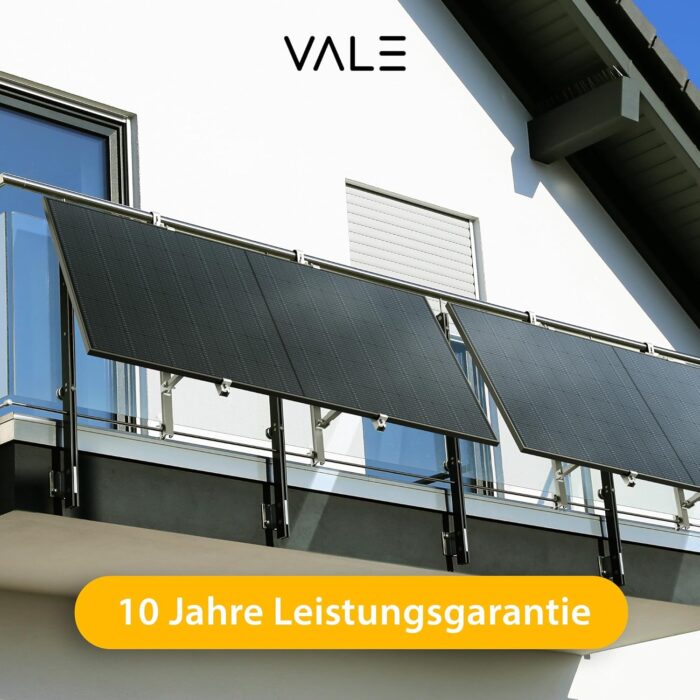 VALE Balkonkraftwerk Bifazial 900 Wp Full Black - EcoFlow Stream Wechselrichter 800 W - Hochwertiges Solarpanel Set - 5m AC-Kabel - inkl. App-Steuerung