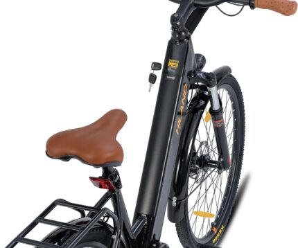 HILAND 26 Zoll Elektrisches Citybike, 250W Motor, 36V 7,8Ah Akku, Elektro Pendlerfahrräder, Scheibenbremsen vorne und hinten, E-Bike für Damen und Herren, Schwarz/Weiß/Rosa