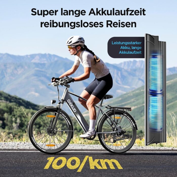 Elektrofahrrad, E-Bike Trekkingrad E-Cityrad, 36V 12,5Ah Li-Ion Akku Mountainbike Pendlerfahrrad, LCD-Display, Reichweite bis 100KM, EU-konform, mit APP