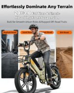 E-Bike Klappbar 20 Zoll Fatbike – 36V20.8Ah Doppelakku, bis 45-90KM Reichweite & 150KG Belastungebike 20 Zoll Fat Tire für Schnee, Stadt, Strand – 33KG Leicht & IPX-Wasserdicht