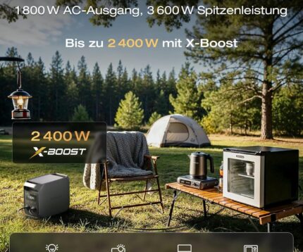EF ECOFLOW DELTA 3 Classic Tragbare Powerstation 1 024 Wh LiFePO4-Batterie, 1 800 W AC (3 600 W Spitze), 100 W USB-C, 1-Stunden-Schnellladung. Solargenerator für Camping, Wohnmobil & Notstrom zu Hause