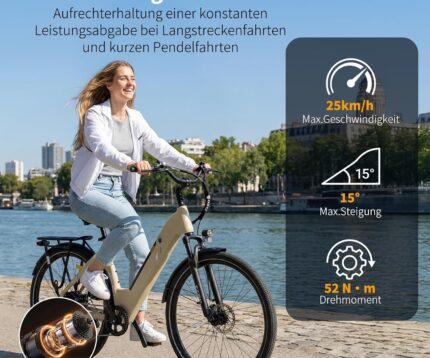 ttgo 28 Zoll E Bike für Erwachsene, Elektrofahrräder mit 36V 18Ah Akku 250W Motor 25 km/h 80-120 km Reichweite, 7-Gang Getriebe mit LCD-Display City E Bike für Herren Damen, C3 SE