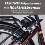 SAXONETTE E Bike mit Rücktrittbremse und nabenschaltung, Ebike Damen 28 Zoll mit 36V 13Ah BMS Akku, 7 Gang Elektro Fahrrad Erwachsene mit Federgabel, Pedelec mit Gepäckträger für Damen und Herren