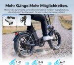 Touroll S2/S2 Pro 2026 Klappbar E-Bike Herren, 250W Fatbike, 20"×4.0" All-Terrain Reifen, 150 km Reichweite, 720Wh Akku, StVZO Straßenzulassung – Elektrofahrrad für Stadt, Offroad & Pendler