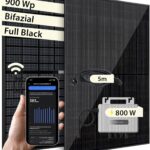 VALE Balkonkraftwerk Bifazial 900 Wp Full Black - EcoFlow Stream Wechselrichter 800 W - Hochwertiges Solarpanel Set - 5m AC-Kabel - inkl. App-Steuerung
