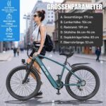 Eleglide E Bike, E-Bike Herren Damen mit 250W Motor 10Ah Akku, Offroad E-Mountainbike, 7 Gänge Elektrofahrrad Für Berge und Pendeln, Multifunktional, Höchstgeschwindigkeit 25km/h, 35 km Reichweite