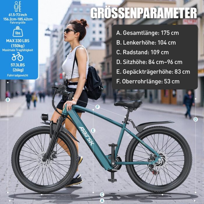 Eleglide E Bike, E-Bike Herren Damen mit 250W Motor 10Ah Akku, Offroad E-Mountainbike, 7 Gänge Elektrofahrrad Für Berge und Pendeln, Multifunktional, Höchstgeschwindigkeit 25km/h, 35 km Reichweite