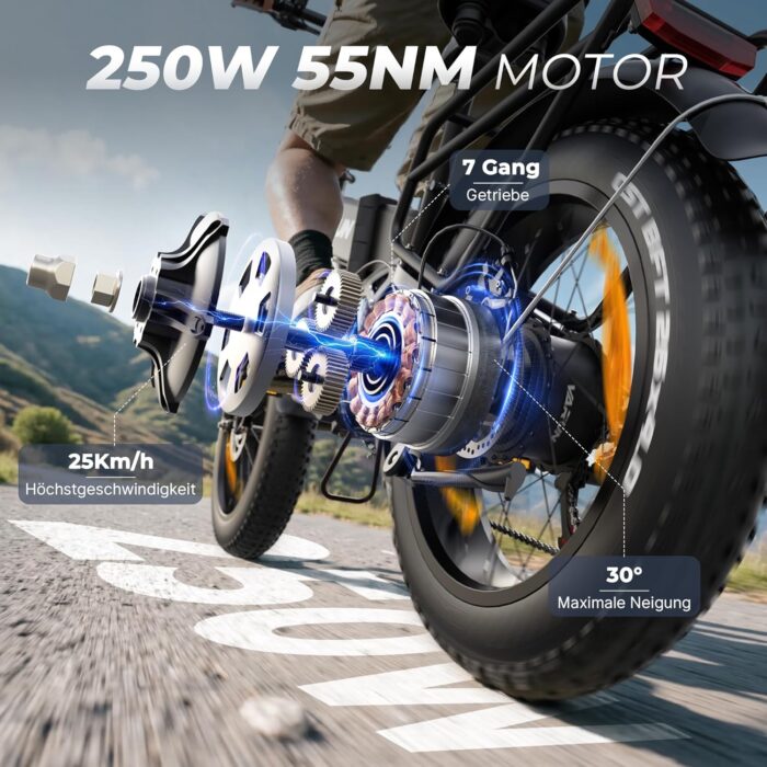 VARUN E Bike Klapprad 20 Zoll, Ebike Herren Damen mit 48V 13Ah Akku, 120KM Reichweite, 4.0 Fat Tire, LCD-Display mit 5 PAS, E-fatbike mit 7-Gang, StVZO, All-Terrain Pedelec Elektrofahrrad