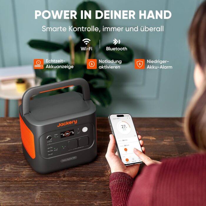 Jackery 2000 v2 Tragbare Powerstation mit 200W Solarpanel, 2042Wh Solargenerator mit 2200W Ausgang, LiFePO4 Batterie Schnellladung für Camping, Wohnmobil, Off-Grid