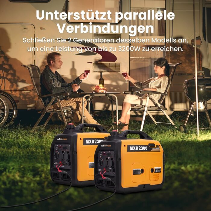 maXpeedingrods 2300W Inverter Stromerzeuger Superleise Tragbarer für Outdoor Camping Wohnmobil 4 Takt Leicht Notstromaggregat Benzin für Reise Garage, Wohnwagen mit USB und 230 V Steckdosen