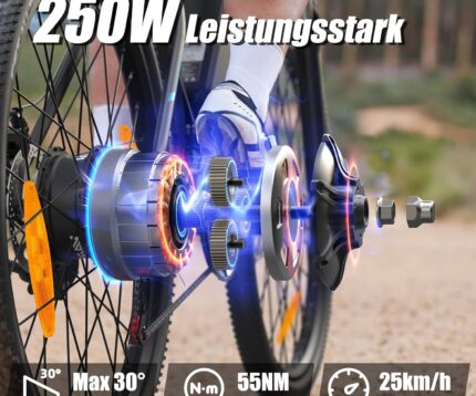 VARUN E Bike, 26/24 Zoll E-Mountainbike Herren Damen mit 48/36V Batterie, 21/1 Gang, Aluminium Rahmen, Reichweite 40-80KM, Ebike für Erwachsene und Jugendliche