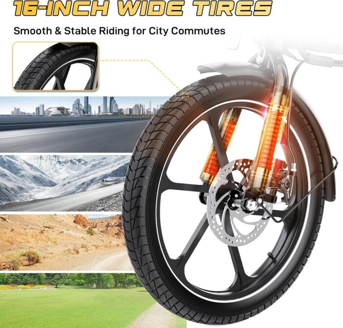 EVERCROSS Elektrofahrrad für Erwachsene, 250W E Bike,16''x 2.0/20" x 4.0 Fette Reifen, bis zu 25KM/H & 60-100km Reichweite,36V/48V Abnehmbare Batterie, Berg Schnee Elektro Offroad Fahrrad