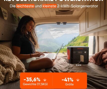 Jackery 2000 v2 Tragbare Powerstation mit 200W Solarpanel, 2042Wh Solargenerator mit 2200W Ausgang, LiFePO4 Batterie Schnellladung für Camping, Wohnmobil, Off-Grid