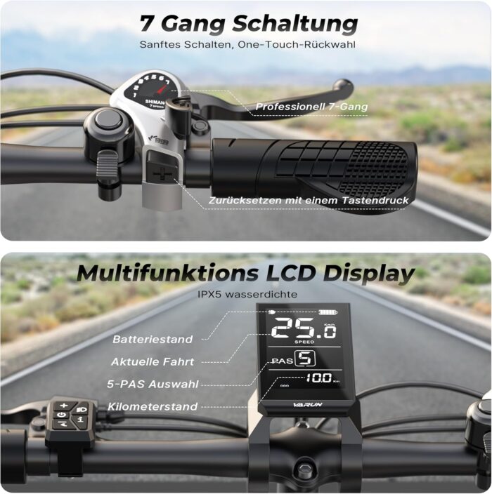 VARUN E Bike Klapprad 20 Zoll, Ebike Herren Damen mit 48V 13Ah Akku, 120KM Reichweite, 4.0 Fat Tire, LCD-Display mit 5 PAS, E-fatbike mit 7-Gang, StVZO, All-Terrain Pedelec Elektrofahrrad